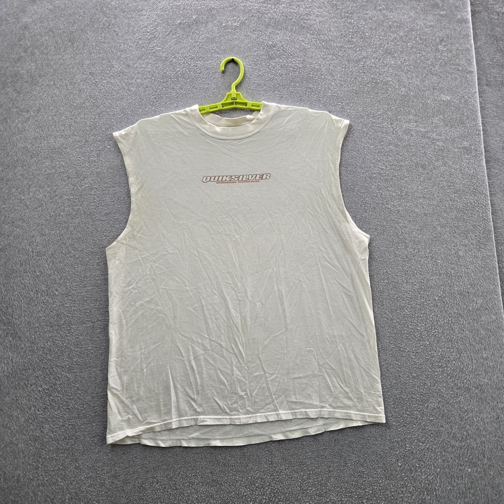 VINTAGE Quiksilver Men Shirt XL White Graphic Grunge Skater Surf Y2K USA